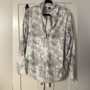 Old Navy Gray and White Tie-Dye Zip-Up Jacket